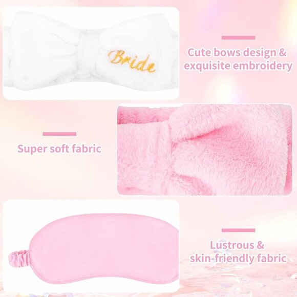 12pcs Bridal Spa Headbands Eye Masks Set Bachelorette Bridesmaid Gifts main image 5